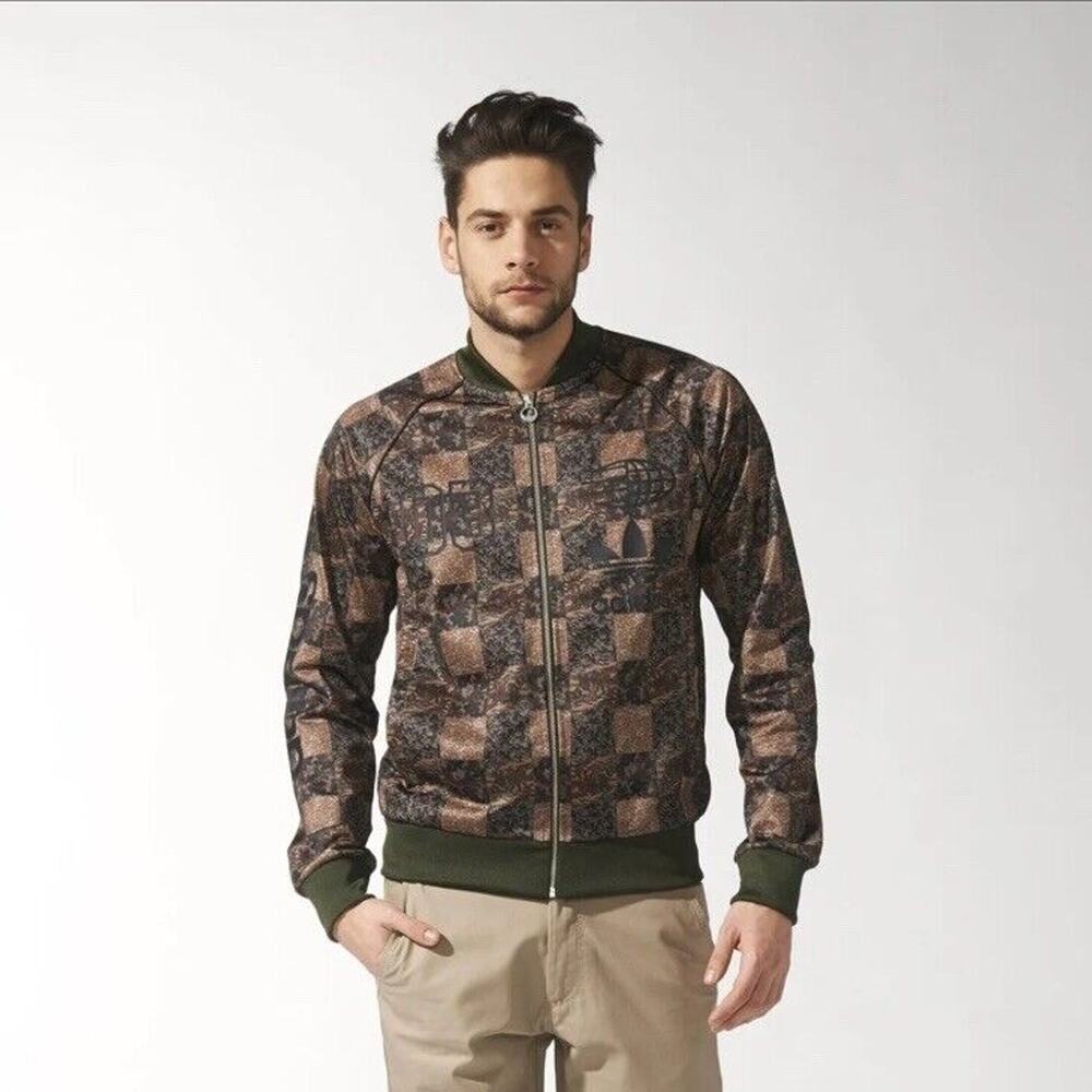 Adidas SUPERSTAR CHECK Track Sweat Shirt Jacket CAMO Checker Logo Top Men XS NEW